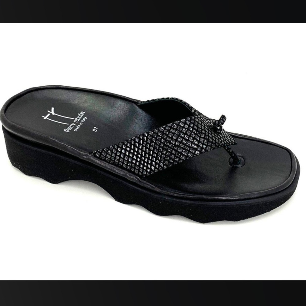 Thierry Rabotin toe loop black leather sandals Arch Support EU 38/8